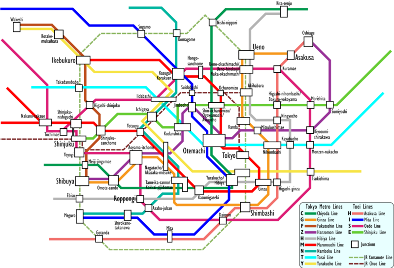 Budget travel map of Tokyo subway